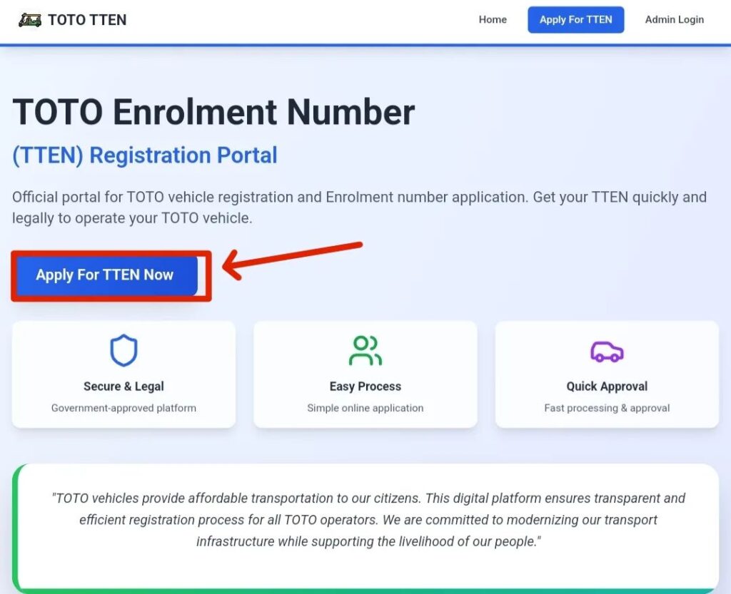 WB Toto Online Registration official website