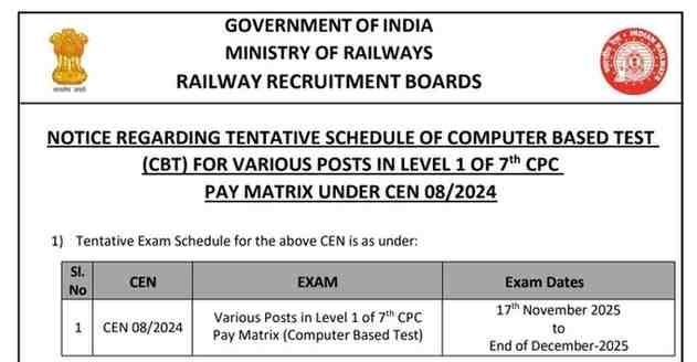 RRB Group Exam Date